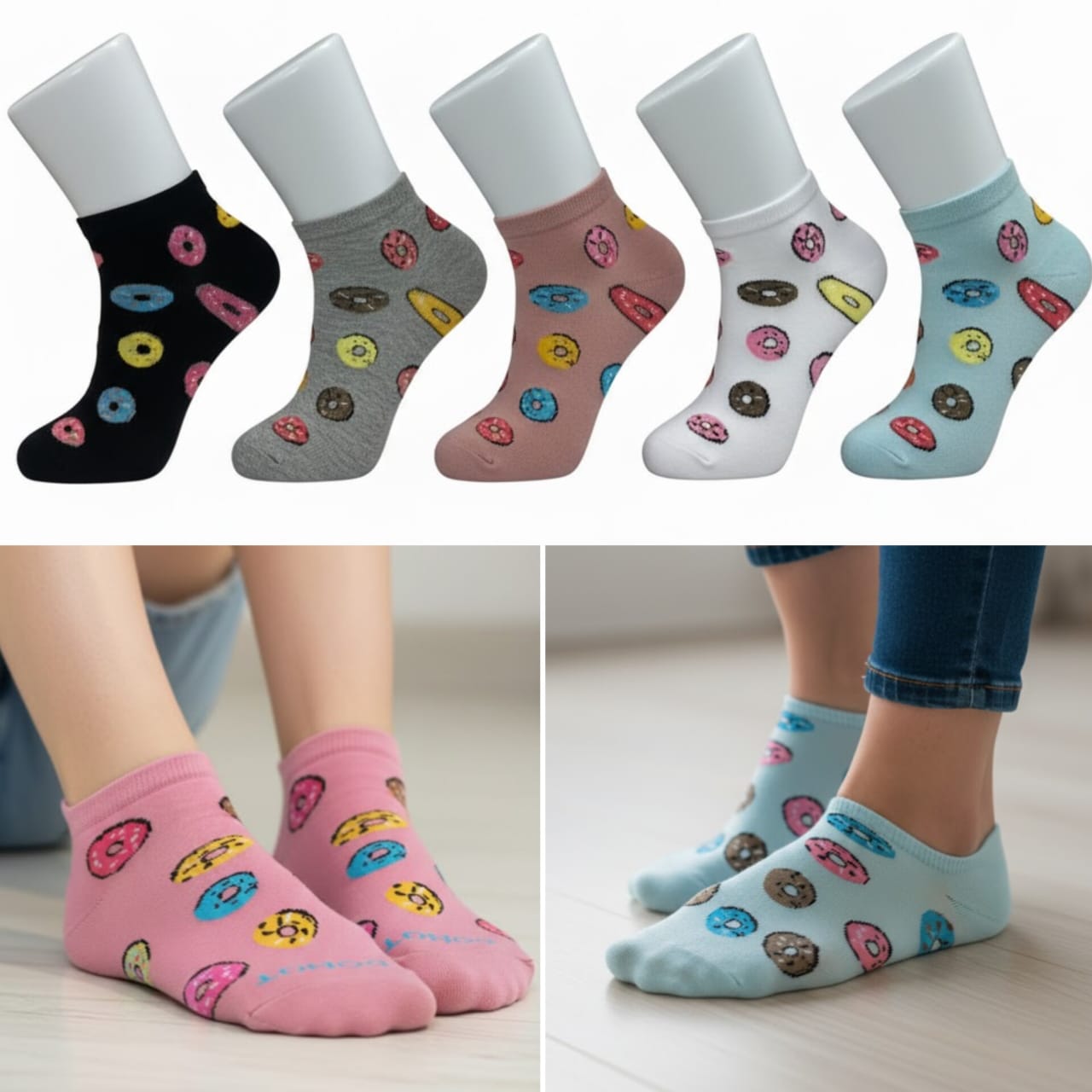 Pack Of 5 Donut Ankle Socks