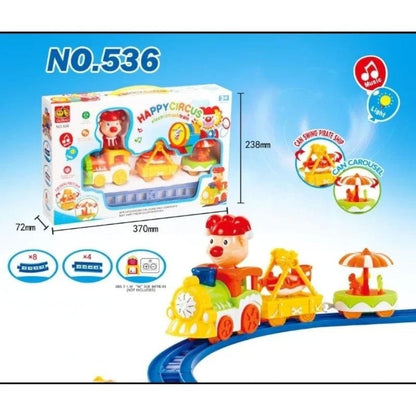 Happy Circus Electric Train Track With Music And Light | Swinging Pirate Ship & Rotating Merry-Go-Round