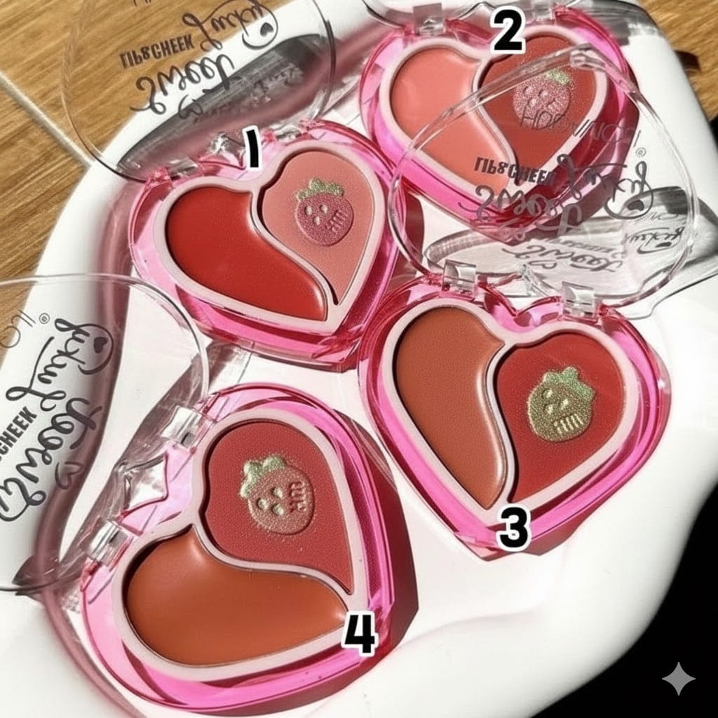 Strawberry 3 in 1 Lip Cream | Highlighter | Powder Blush