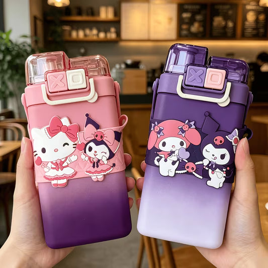 Sanrio original Dual Water Bottle In Matte Finish | Kuromi Hello Kitty Cinnamoroll
