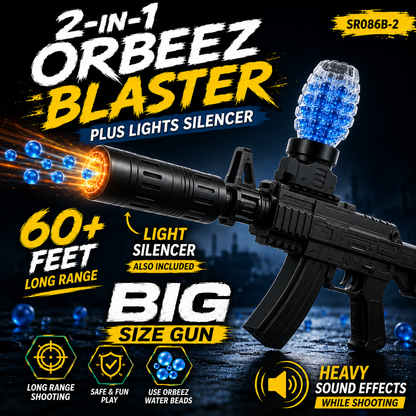 2 in 1 Orbeez Gun and Lights Silencer Gun With Heavy Sound Effects