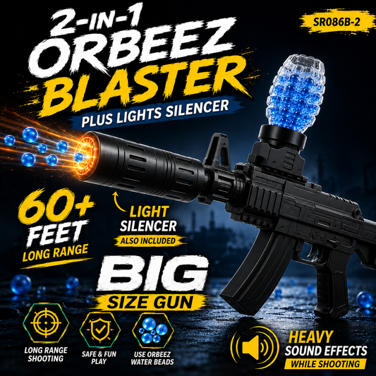 2 in 1 Orbeez Gun and Lights Silencer Gun With Heavy Sound Effects