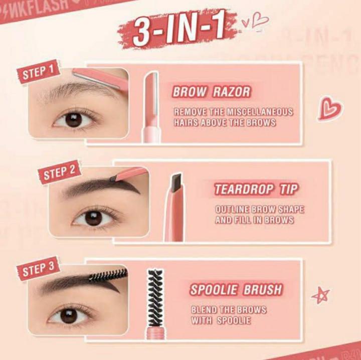 3-in-1 Compact Eyebrow Pencil | Brush | Trimmer Razor
