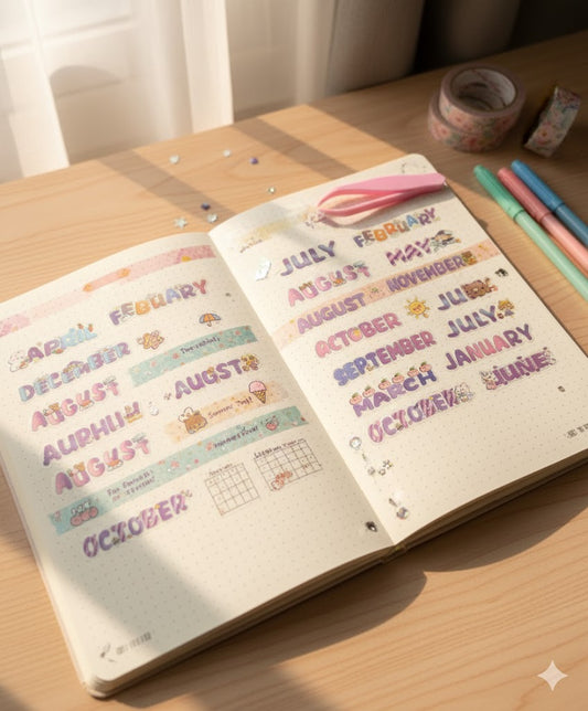 Journaling Months Stickers With Two Tools | 4 PCs Of Sheets
