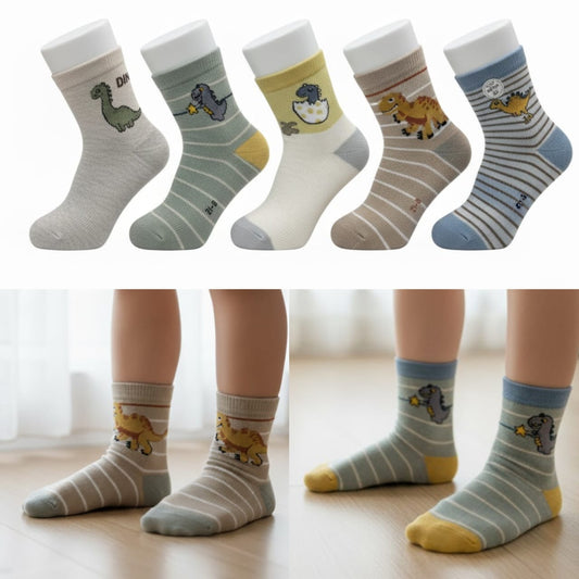 Dinosaur Pack Of 5 Kids Socks