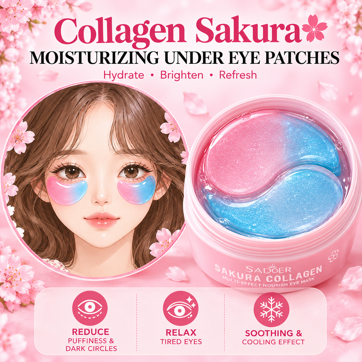 Collagen 60 PCs Korean Moisturising Under Eye Mask Patch