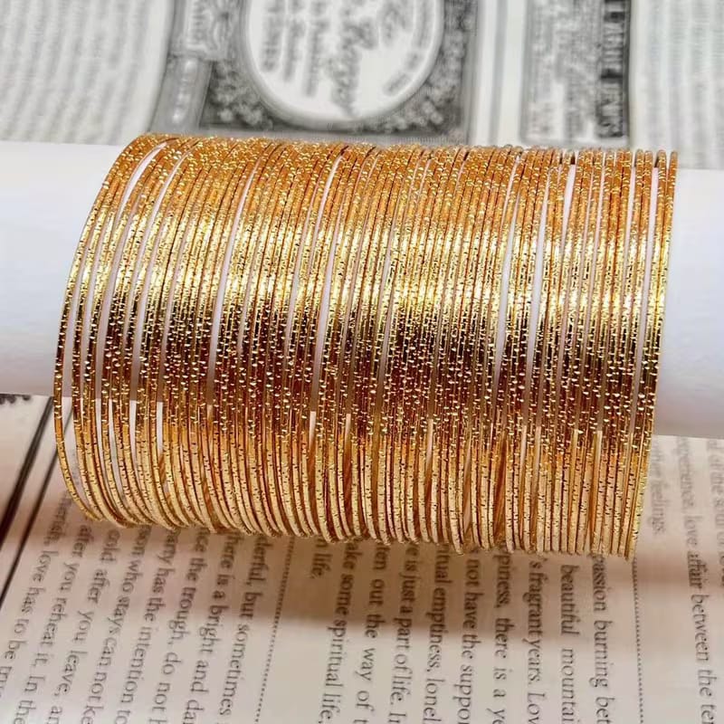 Gold & Silver Metal Shimmery Bangles | 3 Dozen