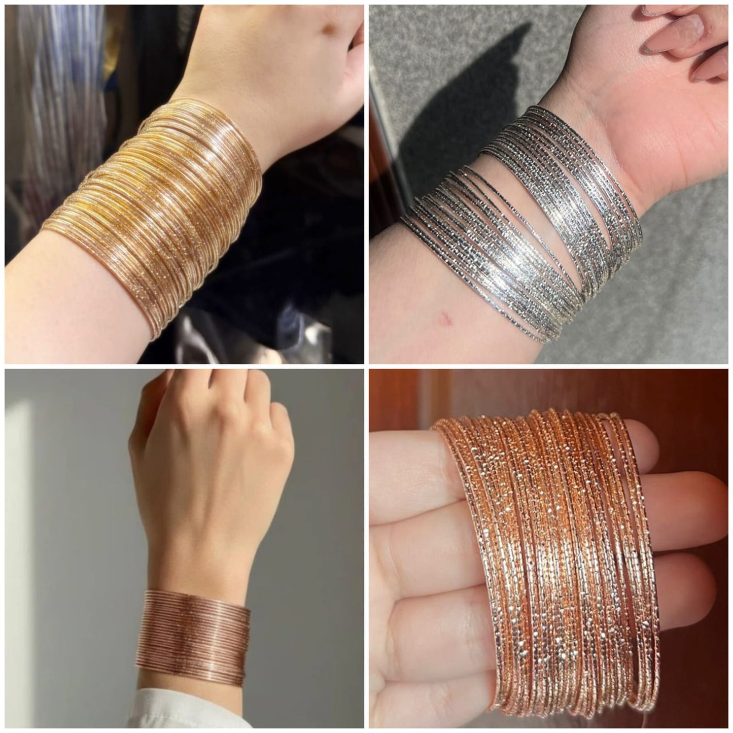 Gold & Silver Metal Shimmery Bangles | 3 Dozen