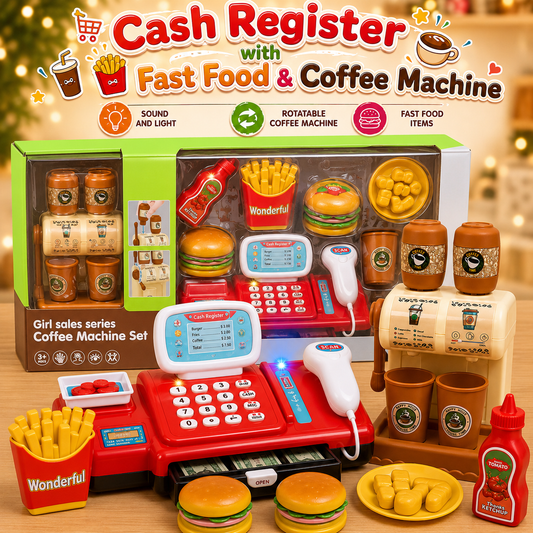 Fast Food Cash Register With Sound and Lights | Coffee Machine Also Included