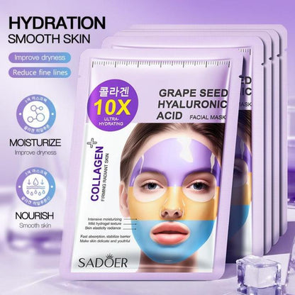 Grape Seed Hyaluronic Three Color Face Sheet Mask