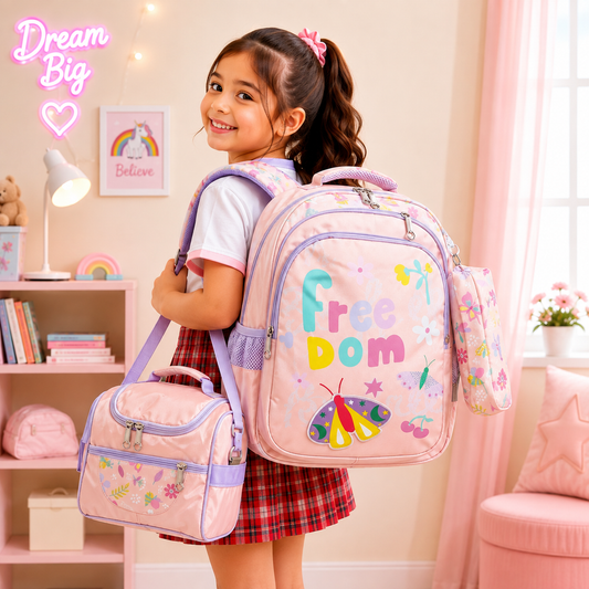 Floral 3 Pc School Bag