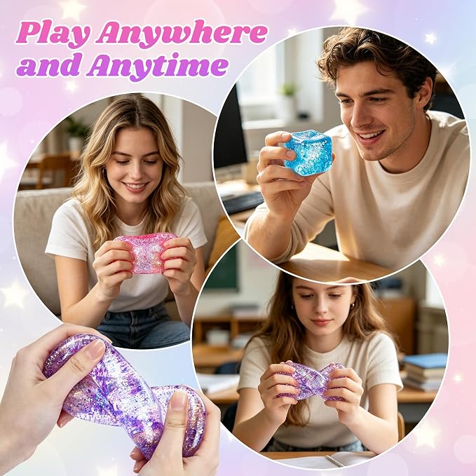 Nice Ice Cube Glitter Squeeze Squishy Balls