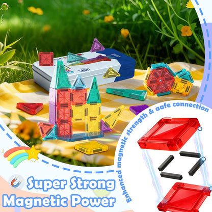 26 Pcs Portable Magnetic Tiles Blocks With Storage Box