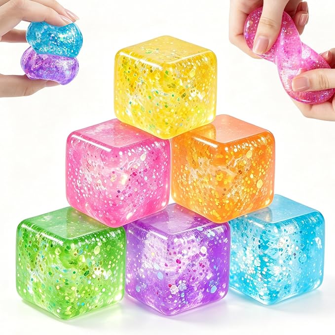 Nice Ice Cube Glitter Squeeze Squishy Balls
