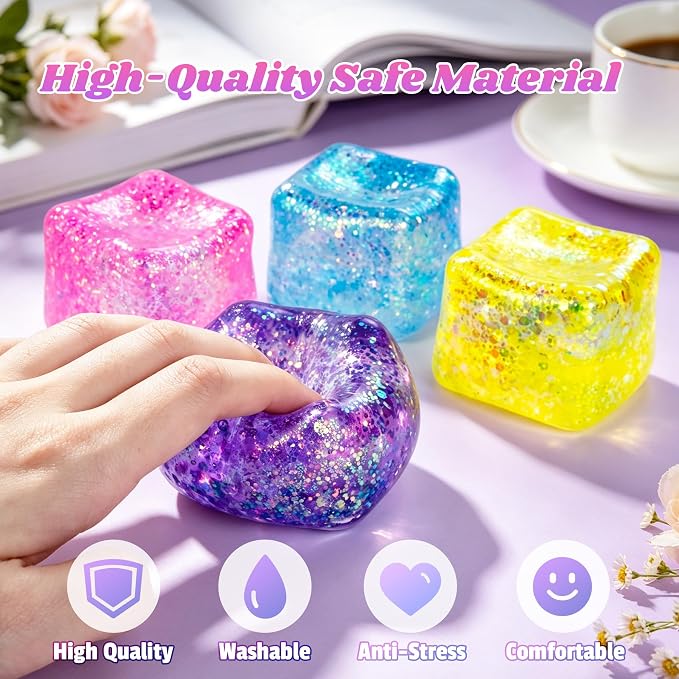 Nice Ice Cube Glitter Squeeze Squishy Balls