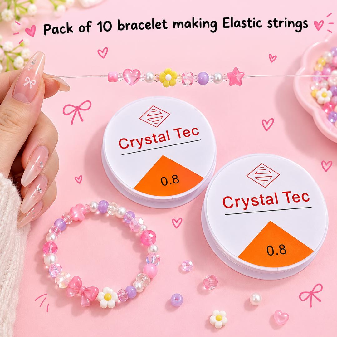 Elastic Bracelet Jewellery Making Strings | Pack Of 10 Rolls