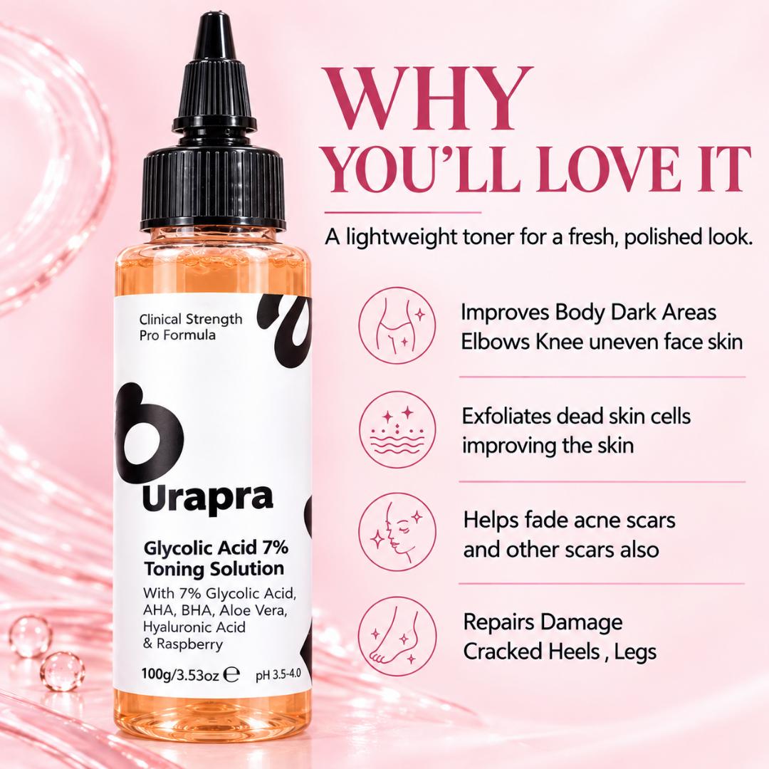 Urapra Glycolic Acid Toner For Dark Knees, Elbows, Acne Marks