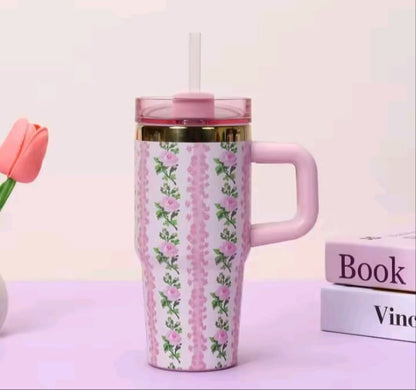 Viral Mini Floral Tumblers With Straw and Box