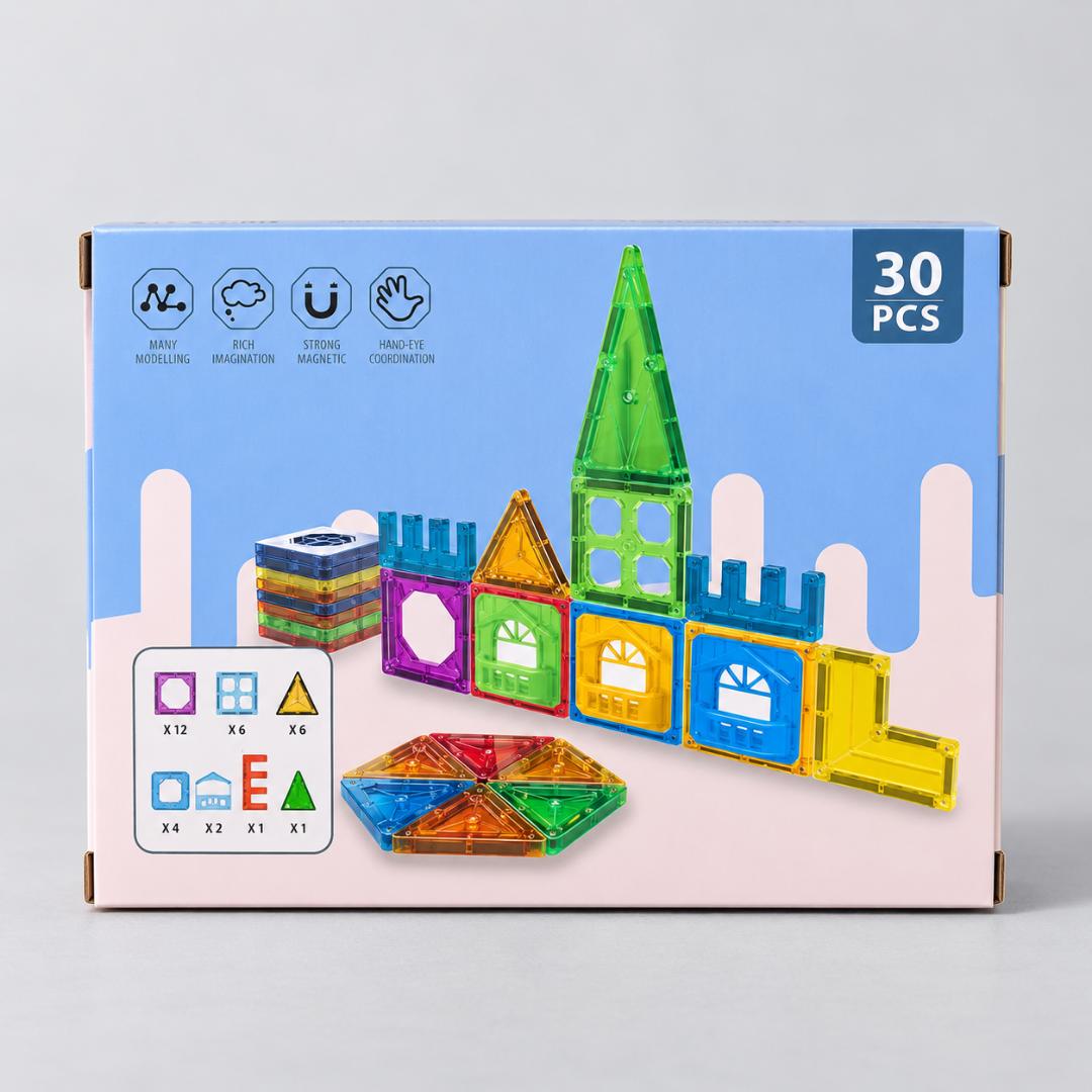 30 Pcs Magnetic Tiles Blocks For Kids