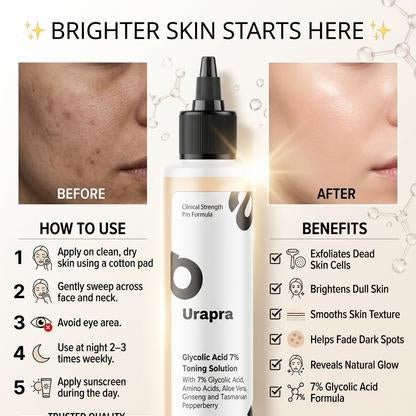 Urapra Glycolic Acid Toner For Dark Knees, Elbows, Acne Marks