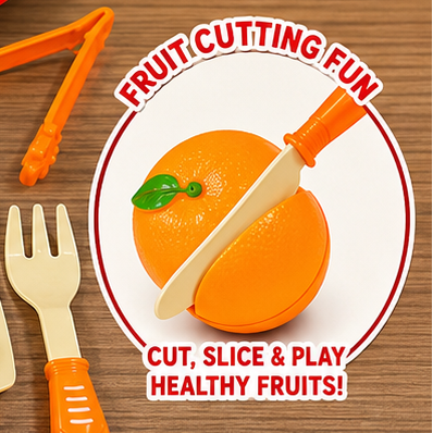 Fast Food Pretend Play Set With Burger Stacker and Fruits Cutting