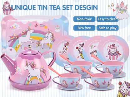 Metal Body Unicorn Tea Set