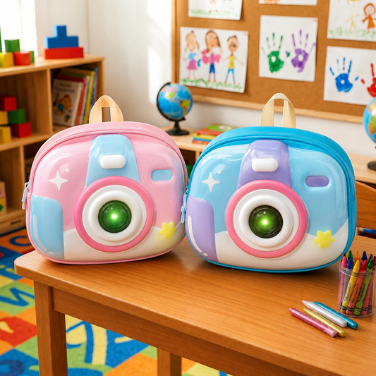 Kids Camera Hardcase Backpack With 3D Lights
