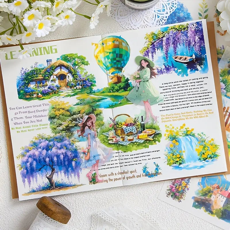 Purple Retro Vintage Journaling Sticker Book | 20 Sheets