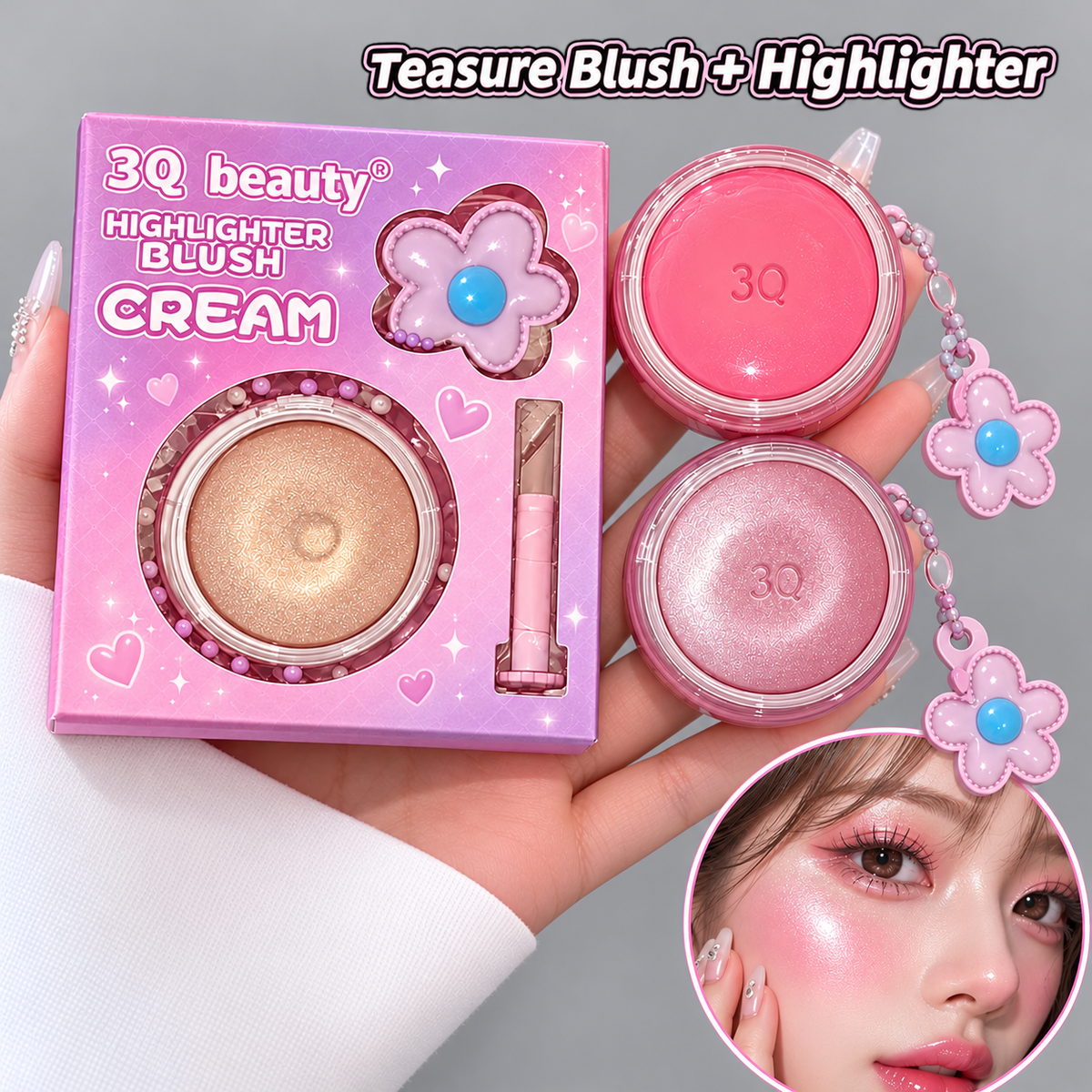 Korean 2 in 1 Cream Lip Cheek Blush and Highlighter For Korean glass Skin