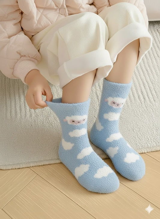 Cloudy Cozy Velvet Fur Socks|Age 6–14