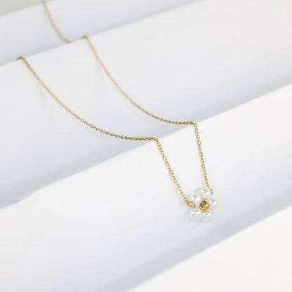 Pearl Flower Stainless Steel Necklace