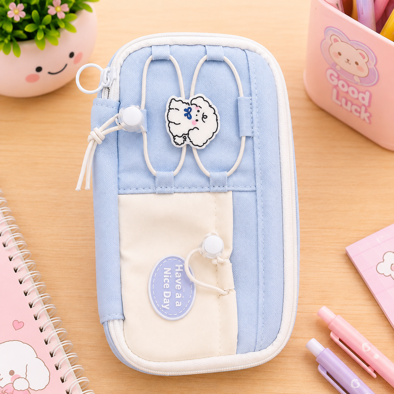 Viral Pinteresty Double Zip Stationery Pencil Pouch