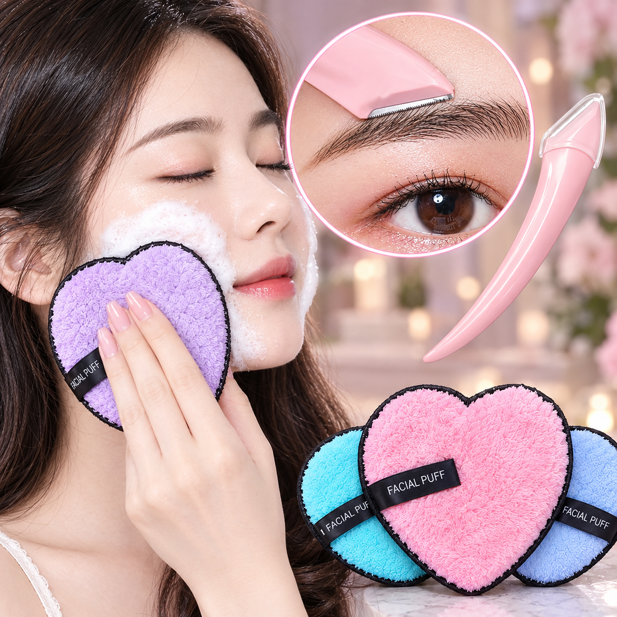 2-in-1 Heart Skin Cleansing Exfoliator & Eyebrow Razor