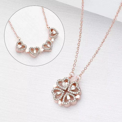 Two Way Open And Close Stainless Steel Four Leaf Clover Necklace