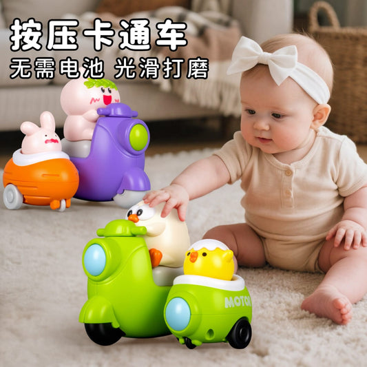 Double Scooty Chick & Dino Toy | Press Head and Go Fun Toy for Kids