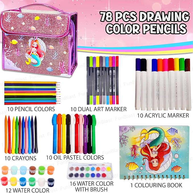 Kuromi &amp; Mermaid 78 Pcs Art Colour Set | Briefcase Bag