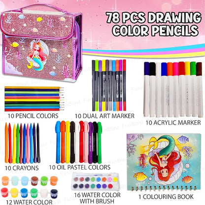 Kuromi &amp; Mermaid 78 Pcs Art Colour Set | Briefcase Bag