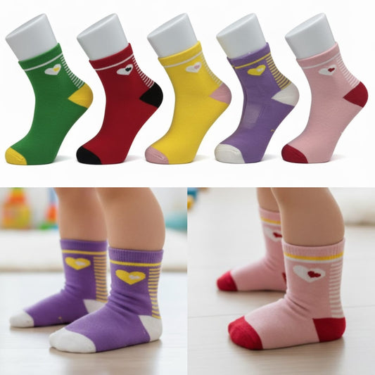 Pack Of 5 Pairs Kids Heart Socks