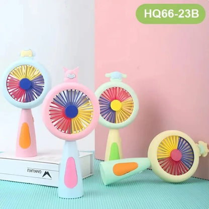 Chargable Hand Held Fan With Ring Light
