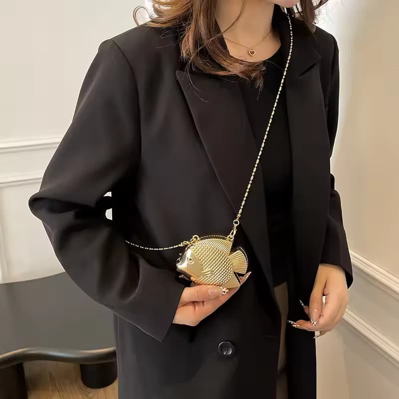Fish Metal Bag | Purse | Clutch With Chain
