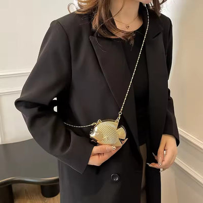 Fish Metal Bag | Purse | Clutch With Chain
