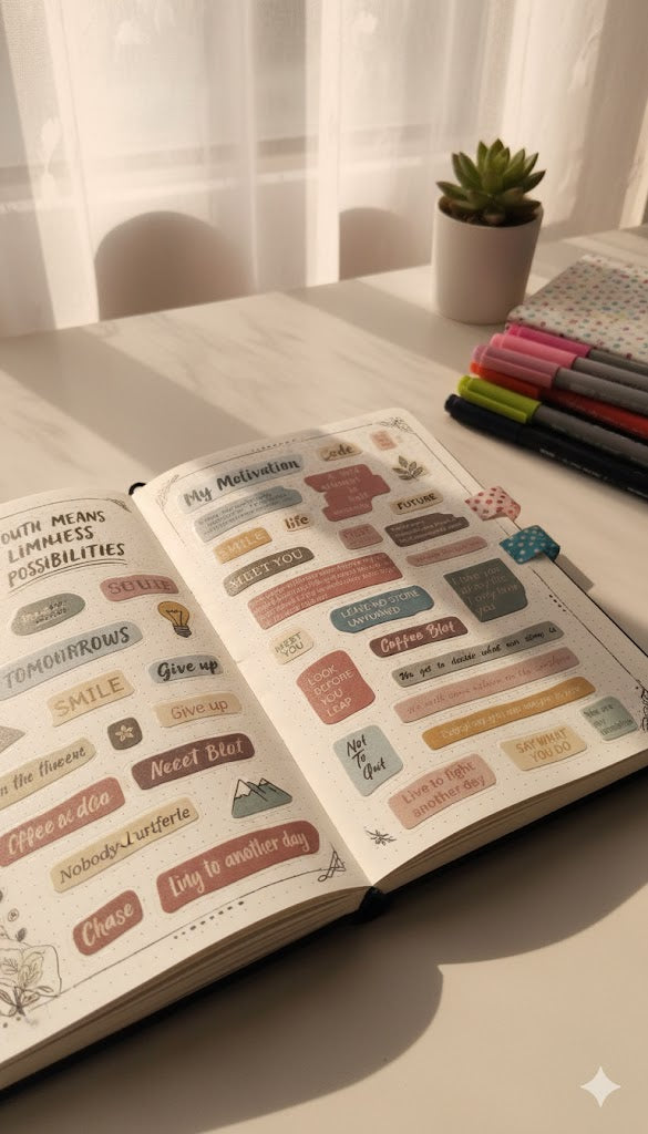 Motivational Quotes Journaling Sticker 6 Pcs Sheets Pack