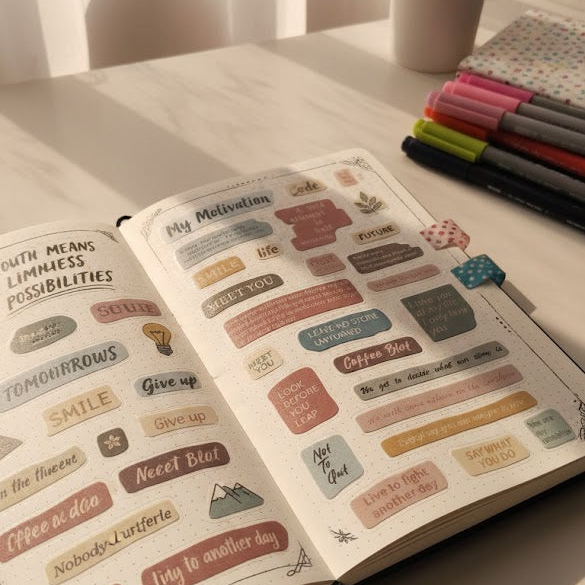 Motivational Quotes Journaling Sticker 6 Pcs Sheets Pack