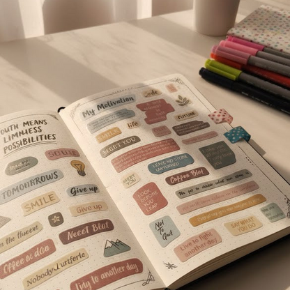 Motivational Quotes Journaling Sticker 6 Pcs Sheets Pack