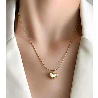 Korean White Heart Stainless Steel Necklace