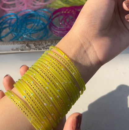 Yellow Green Viral Rain Drop Bangles