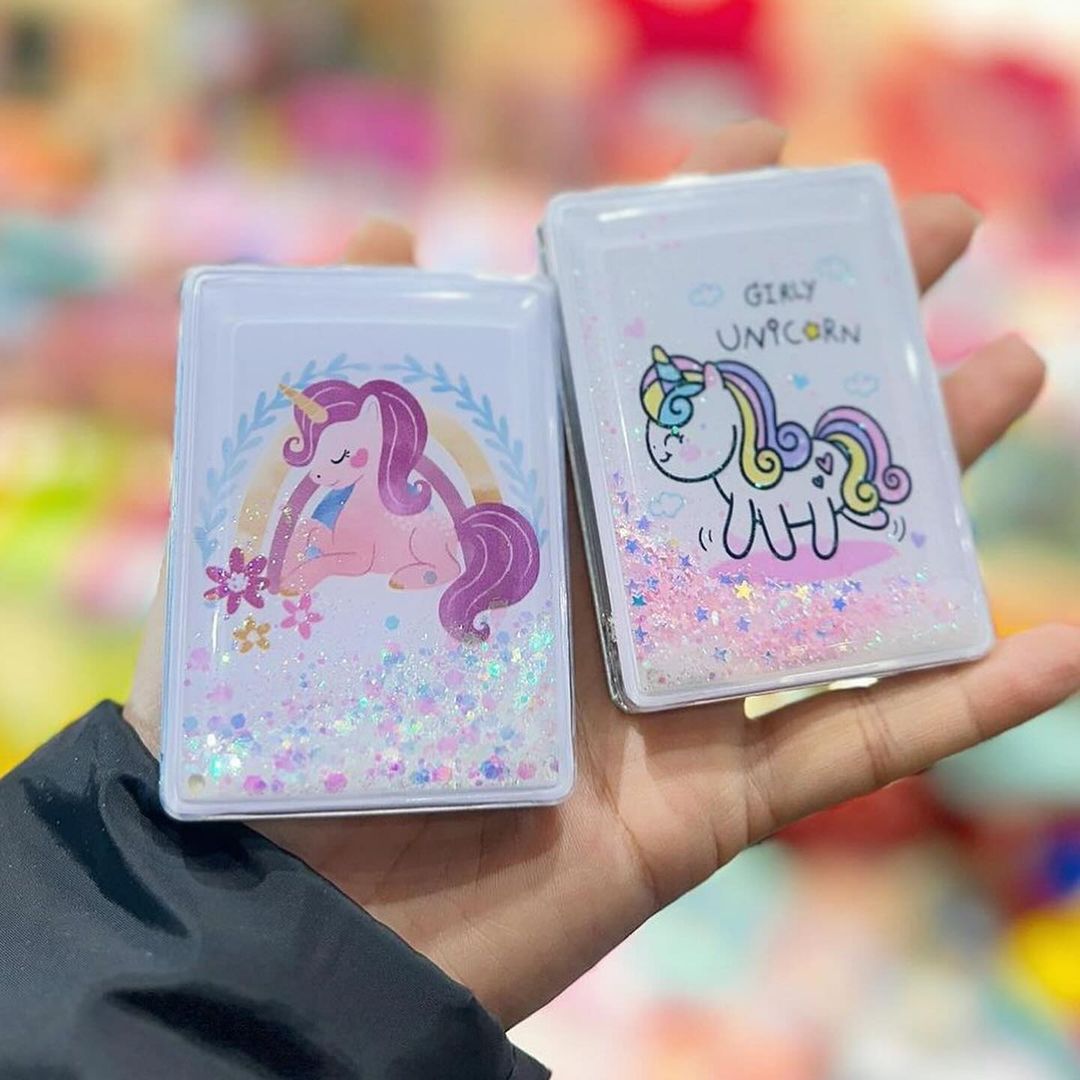 Unicorn Water Filled Two Sided Pocket Mirror