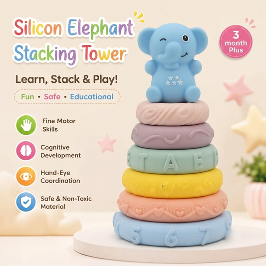 Silicon Elephant Rings Stacking Tower Educational Toy