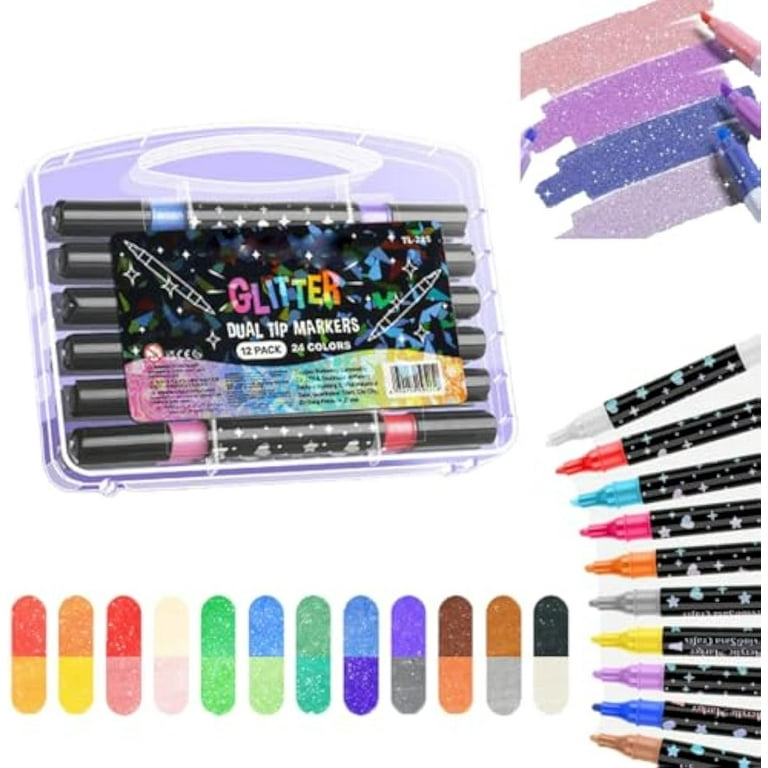 Dual Tip 24 Colour Glitter Marker