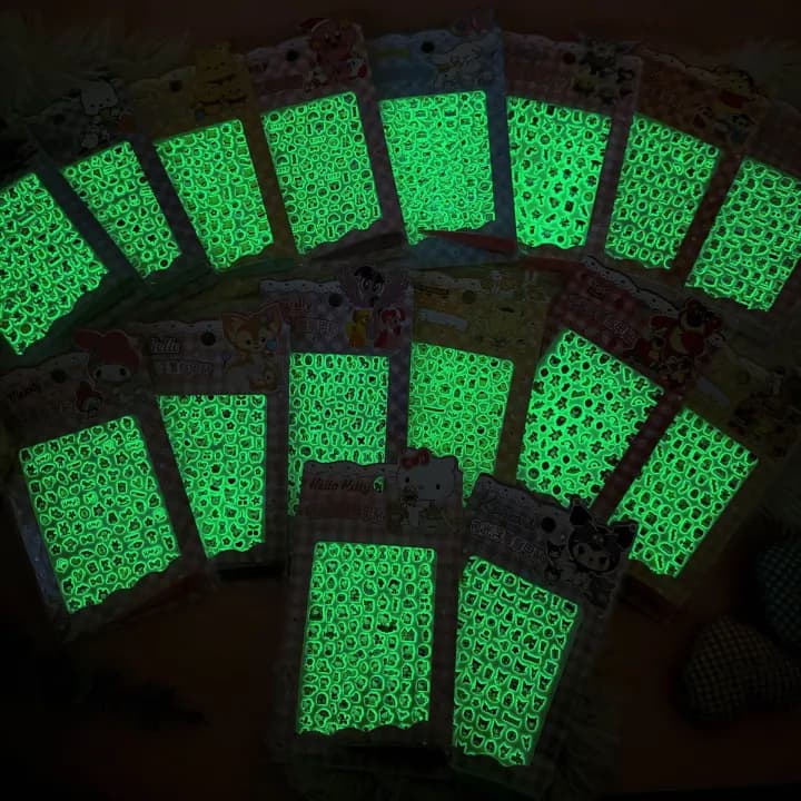 Sanrio Glow-in-the-Dark Nail Stickers (86 pcs) + Tweezer
